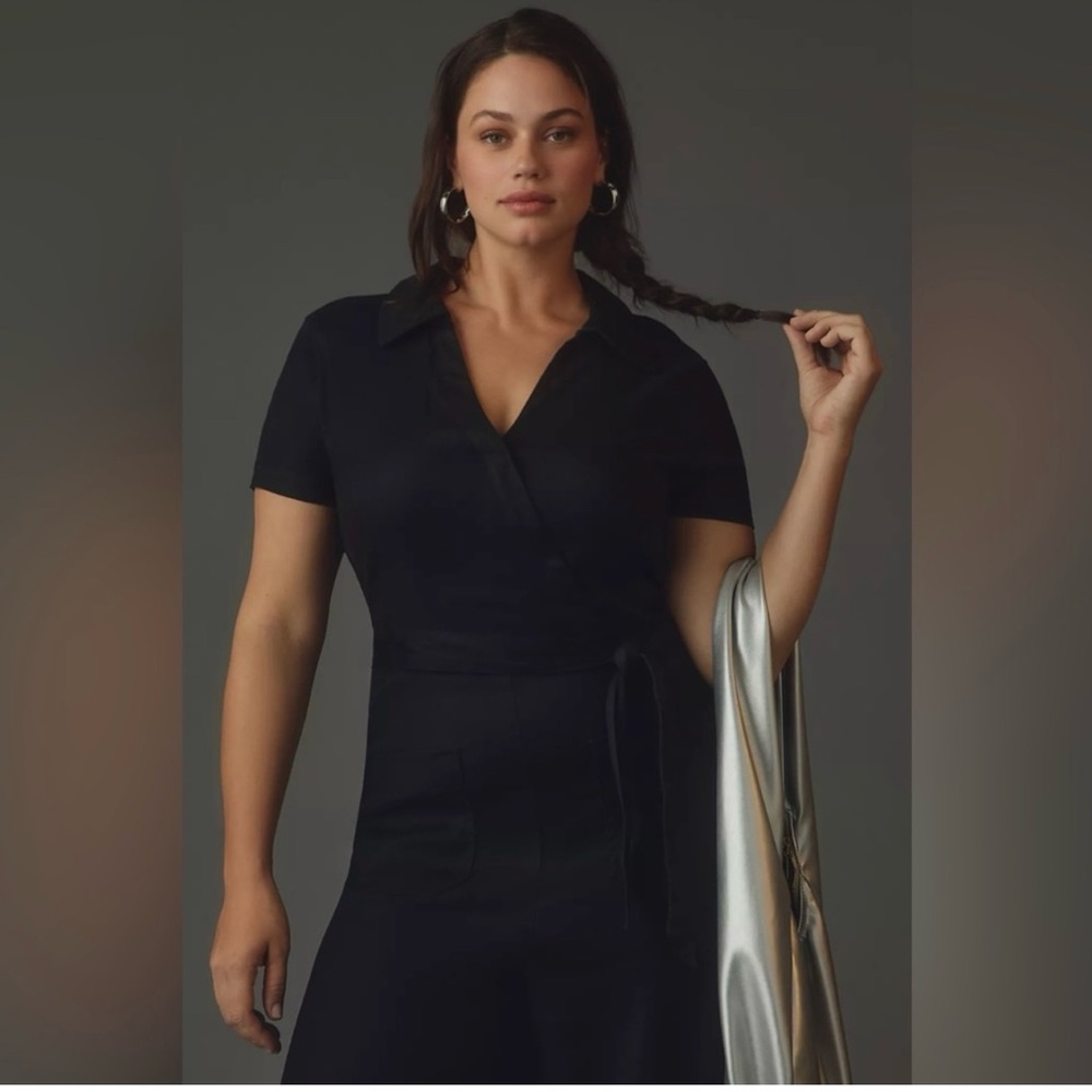 Anthropologie Colette Black Wrap Jumpsuit
